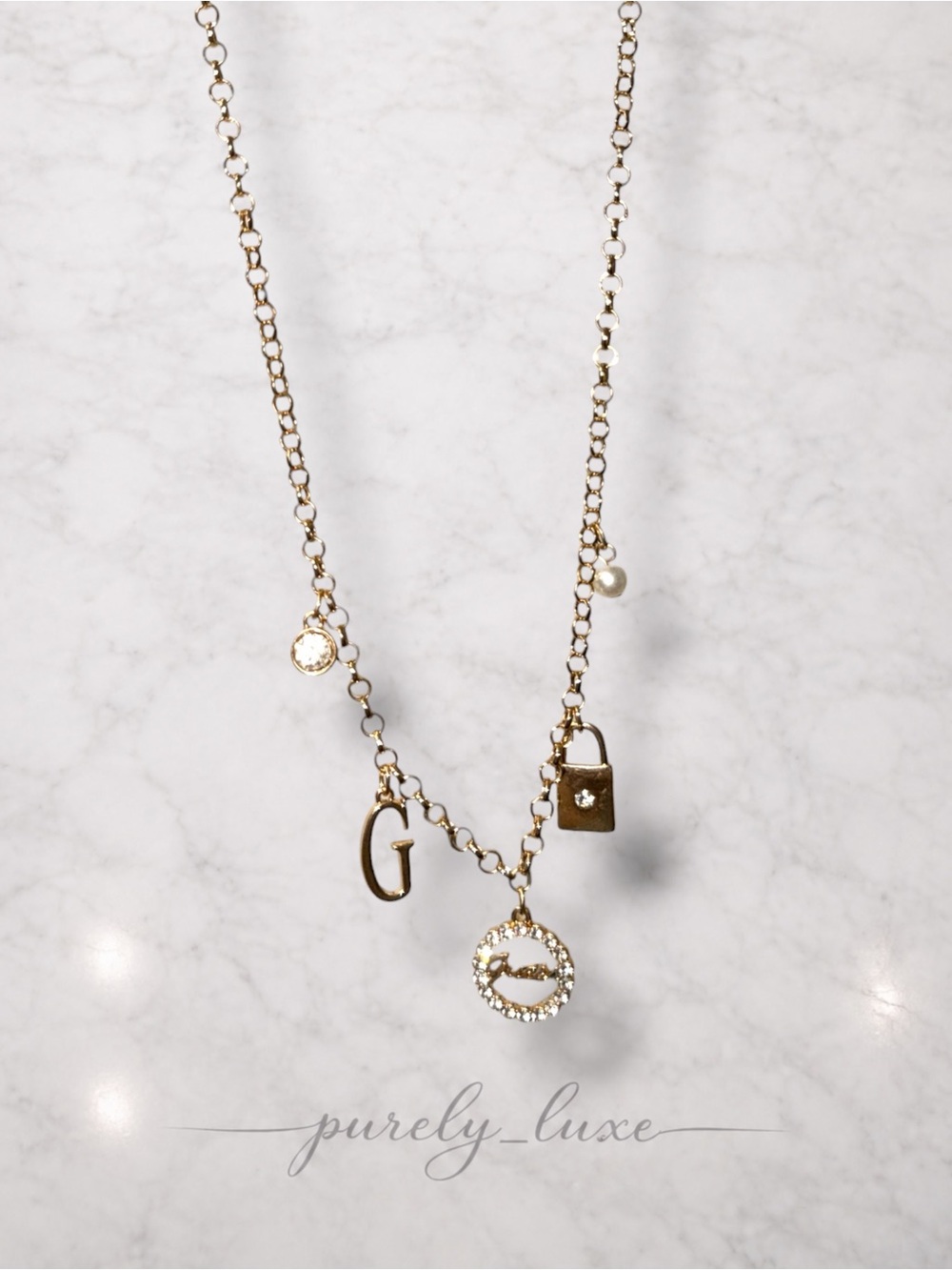 Guess Charm Pendant Necklace - Gold